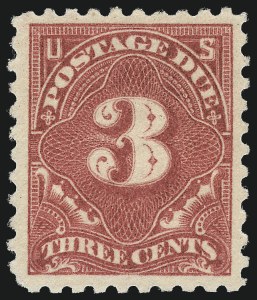 Sale 1094, Lot 95, Postage Due: 1914-56 Issues and Group Lots (Scott J52-J87), 3c Dull Rose (J54a) Sale 1094, Lot 95, Postage Due: 1914-56 Issues and Group Lots (Scott J52-J87)