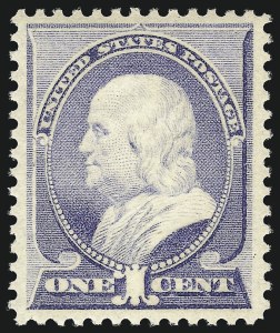 Sale 1096, Lot 372, 1881-88 American Bank Note Co. Issues (Scott 205-218), 1c Ultramarine (212) Sale 1096, Lot 372, 1881-88 American Bank Note Co. Issues (Scott 205-218)