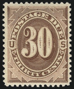 Sale 1096, Lot 848, Postage Due cont. (Scott J16-J104), 30c Red Brown (J20) Sale 1096, Lot 848, Postage Due cont. (Scott J16-J104)