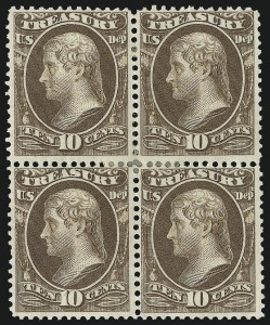 Sale 1100, Lot 97, Officials, 10c Treasury (O77) Sale 1100, Lot 97, Officials