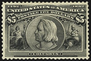 Sale 1107, Lot 343, 50c-$5.00 1893 Columbian Issue (Scott 240-245), $5.00 Columbian (245) Sale 1107, Lot 343, 50c-$5.00 1893 Columbian Issue (Scott 240-245)
