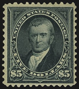 Sale 1107, Lot 371, 1894-98 Bureau Issues (Scott 246-283), $5.00 Dark Green (278) Sale 1107, Lot 371, 1894-98 Bureau Issues (Scott 246-283)