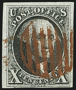 Sale 1109, Lot 319, 10c 1847 Issue, Off-Cover (Scott 2)