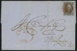 Sale 1109, Lot 336, 5c 1847 Issue, On-Cover (Scott 1)