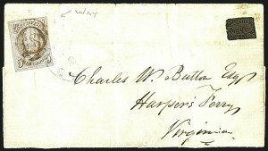 Sale 1109, Lot 351, 5c 1847 Issue, On-Cover, Cont. (Scott 1)