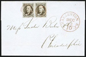 Sale 1109, Lot 354, 5c 1847 Issue, On-Cover, Cont. (Scott 1)