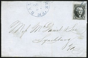 Sale 1109, Lot 370, 10c 1847 Issue, On-Cover (Scott 2)