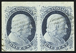 Sale 1109, Lot 382, 1c 1851-56 Issue, Off-Cover, Plate One Early (Scott 7-8A)