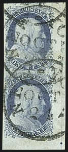 Sale 1109, Lot 383, 1c 1851-56 Issue, Off-Cover, Plate One Early (Scott 7-8A)