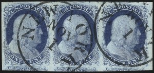 Sale 1109, Lot 394, 1c 1851-56 Issue, Off-Cover, Plate One Late (Scott 9)