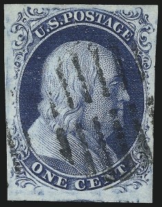 Sale Number 1109, Lot Number 408, 1c 1851-56 Issue, Off-Cover, Plates Two thru Four (Scott 7-8) Sale Number 1109, Lot Number 408, 1c 1851-56 Issue, Off-Cover, Plates Two thru Four (Scott 7-8)