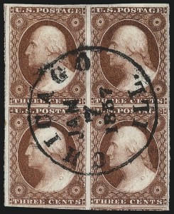 Sale 1109, Lot 418, 3c 1851-56 Issue, Off-Cover (Scott 10-11A)