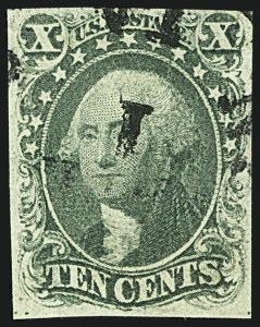 Sale 1109, Lot 425, 5c-10c 1851-56 Issue, Off-Cover (Scott 12-16), 10c Green, Ty. I (13) Sale 1109, Lot 425, 5c-10c 1851-56 Issue, Off-Cover (Scott 12-16)