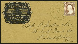 Sale 1109, Lot 458, 3c 1851-56 Issue, On-Cover (Scott 10-11A)