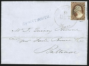 Sale 1109, Lot 462, 3c 1851-56 Issue, On-Cover (Scott 10-11A)