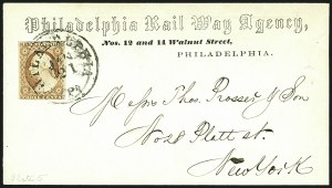 Sale 1109, Lot 465, 3c 1851-56 Issue, On-Cover (Scott 10-11A)