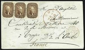 Sale 1109, Lot 532, 5c-30c 1857-60 Issue, On-Cover (Scott 27-38)