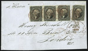 Sale 1109, Lot 553, 5c-30c 1857-60 Issue, On-Cover (Scott 27-38)