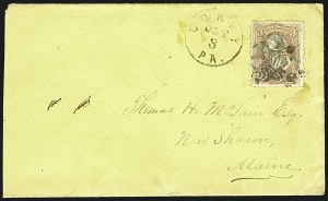 Sale 1109, Lot 617, 1861-66 Issue, On-Cover (Scott 62B-65)