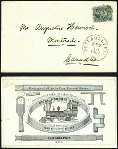 Sale 1109, Lot 629, 1861-66 Issue, On-Cover, Cont. (Scott 68)