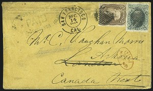 Sale 1109, Lot 633, 1861-66 Issue, On-Cover, Cont. (Scott 68)