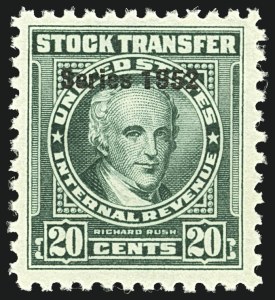Sale 1110, Lot 1475, Stock Transfer, Cont. (Scott RD367-RD372 and Balances)