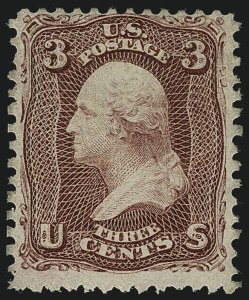 Sale 1111, Lot 42, 1861-66 Issue (Scott 56-78), 3c Lake (66) Sale 1111, Lot 42, 1861-66 Issue (Scott 56-78)