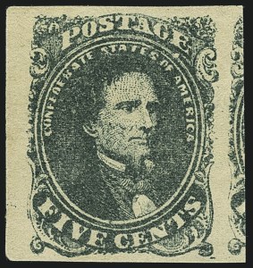 Sale 1111, Lot 863, Confederate States Superb Unused Singles