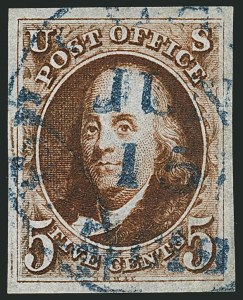 Sale 1115, Lot 2003, 5c 1847 Issue, Off-Cover (Scott 1)