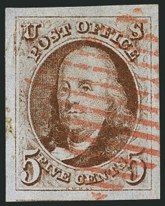 Sale 1115, Lot 2005, 5c 1847 Issue, Off-Cover (Scott 1)