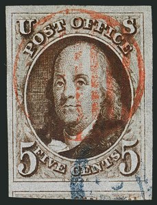 Sale 1115, Lot 2006, 5c 1847 Issue, Off-Cover (Scott 1)