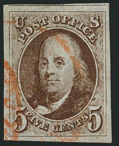 Sale 1115, Lot 2007, 5c 1847 Issue, Off-Cover (Scott 1)