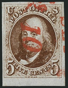 Sale 1115, Lot 2008, 5c 1847 Issue, Off-Cover (Scott 1)