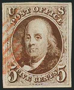 Sale 1115, Lot 2012, 5c 1847 Issue, Off-Cover (Scott 1)
