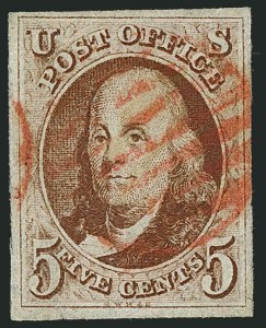 Sale 1115, Lot 2013, 5c 1847 Issue, Off-Cover (Scott 1)