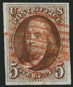 Sale 1115, Lot 2015, 5c 1847 Issue, Off-Cover (Scott 1)