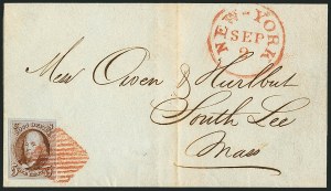 Sale 1115, Lot 2022, 5c 1847 Issue, On-Cover (Scott 1)