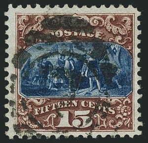 Sale 1116, Lot 3199, 1875 Re-Issue of 1869 Pictorial Issue (Scott 123-133), 15c Brown & Blue, Re-Issue (129) Sale 1116, Lot 3199, 1875 Re-Issue of 1869 Pictorial Issue (Scott 123-133)