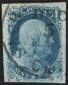 Sale 1120, Lot 1084, 1c 1851-56 Issue (Scott 5-9)