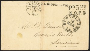 Sale 1129, Lot 514, Confederate States: Postmasters Provisionals, New Orleans thru Unionville