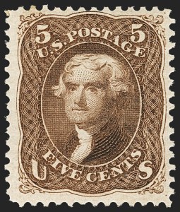 Sale 1133, Lot 137, 1875 Re-Issue of 1861-66 Issue (Scott 102-111), 5c Brown, Re-Issue (105) Sale 1133, Lot 137, 1875 Re-Issue of 1861-66 Issue (Scott 102-111)