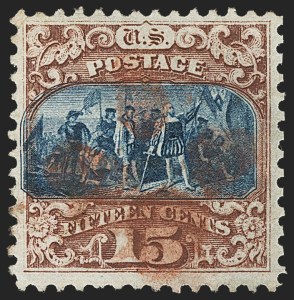 Sale 1133, Lot 231, 15c 1869 Pictorial Issue, off-Cover (Scott 118-119b)