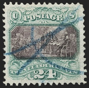 Sale 1133, Lot 242, 24c-30c 1869 Pictorial Issue, off-Cover (Scott 120-121)