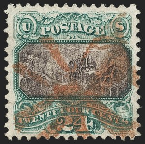 Sale 1133, Lot 245, 24c-30c 1869 Pictorial Issue, off-Cover (Scott 120-121)