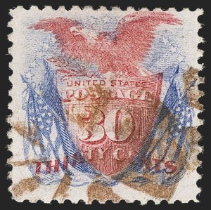 Sale 1133, Lot 263, 24c-30c 1869 Pictorial Issue, off-Cover (Scott 120-121)