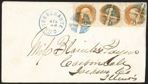 Sale 1133, Lot 293, 1c-3c 1869 Pictorial Issue Covers (Scott 112-114)