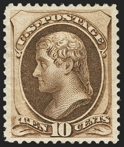 Sale 1140, Lot 543, 1873-75 Continental Bank Note Co. Issues (Scott 156-179), 10c Brown (161) Sale 1140, Lot 543, 1873-75 Continental Bank Note Co. Issues (Scott 156-179)