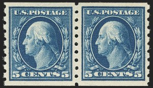 Sale 1145, Lot 458, Washington-Franklin and Later Issues, 5c Blue, Coil (396) Sale 1145, Lot 458, Washington-Franklin and Later Issues