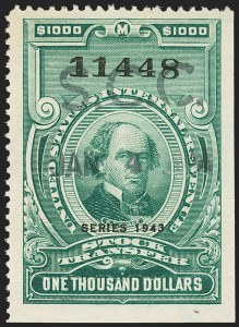Sale 1149, Lot 347, Green Stock Transfer: 1943-1944 Ovpts.