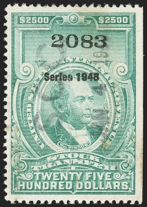 Sale 1149, Lot 373, Green Stock Transfer: 1948-1952 Ovpts.